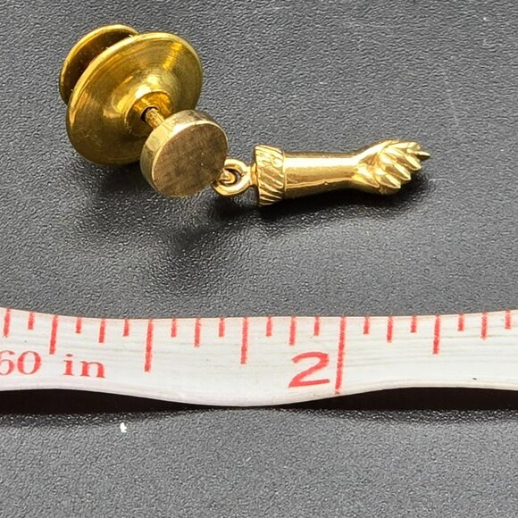 Vintage Closed Hand and Arm Gold Tone Lapel Pin Tie Tack Unmarked CT703 - Picture 2 of 6
